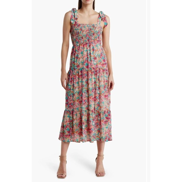 Sam Edelman Dresses & Skirts - SAM EDELMAN Midi Dress Women's Size 2‎ Smocked Floral Tiered NWT